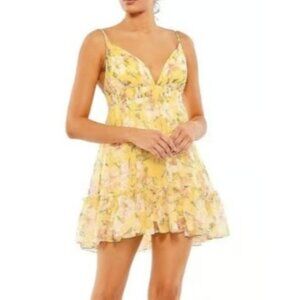 Mac Duggal Open Back Floral Mini Dress Size 6 NWT 17,33